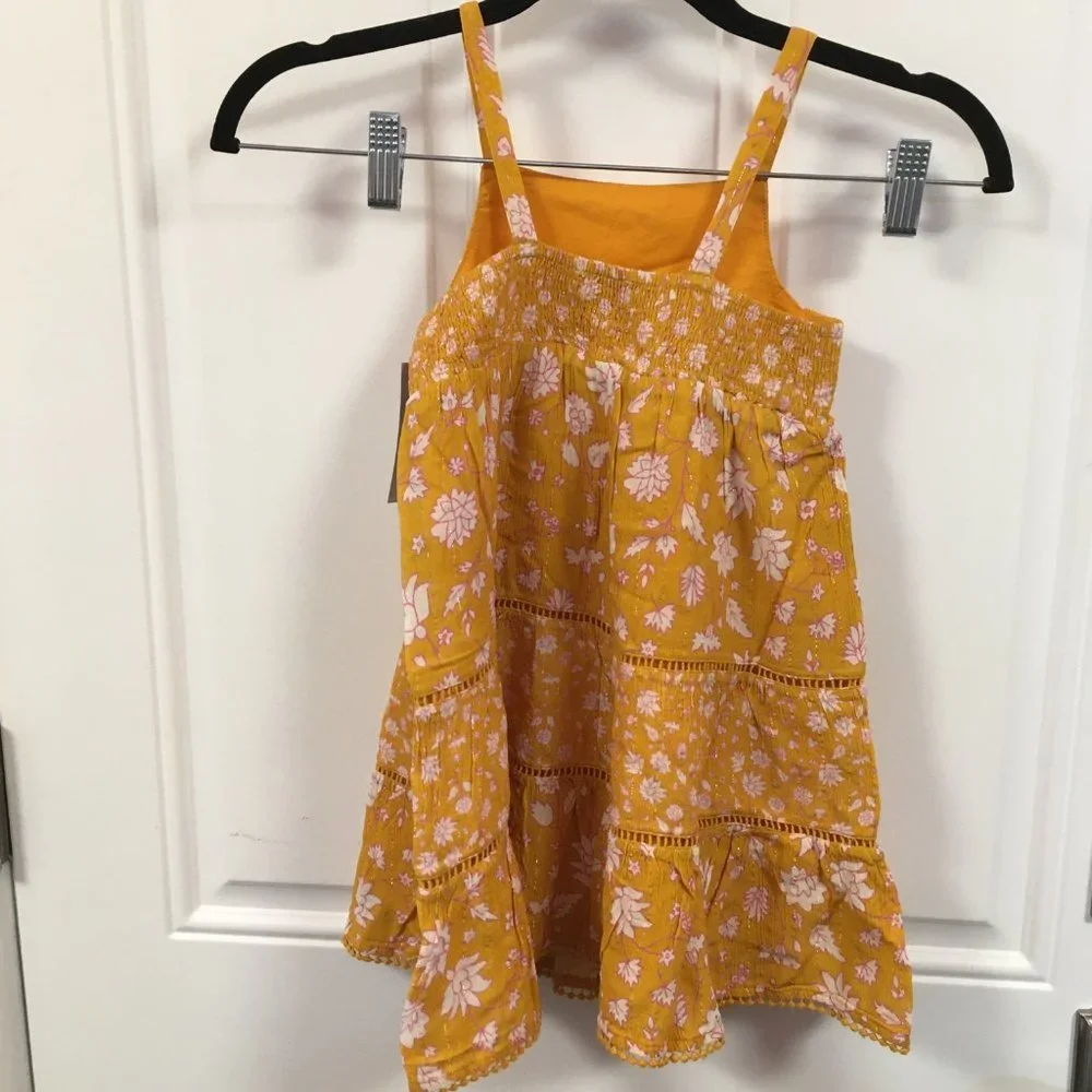 NWT - Cat & Jack Mustard Colored floral dress - Size 4T